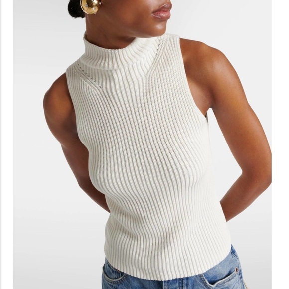 Nili Lotan Sonia ribbed pointelle-trimmed cotton turtleneck sweater